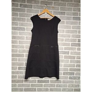 Calvin Klein Womens Black Knee Sheat Dress Sleeve less Full Zip Back NO SIZE TAG